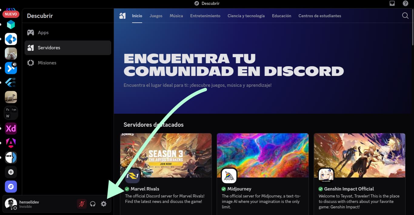 Step 1: open Discord user settings
